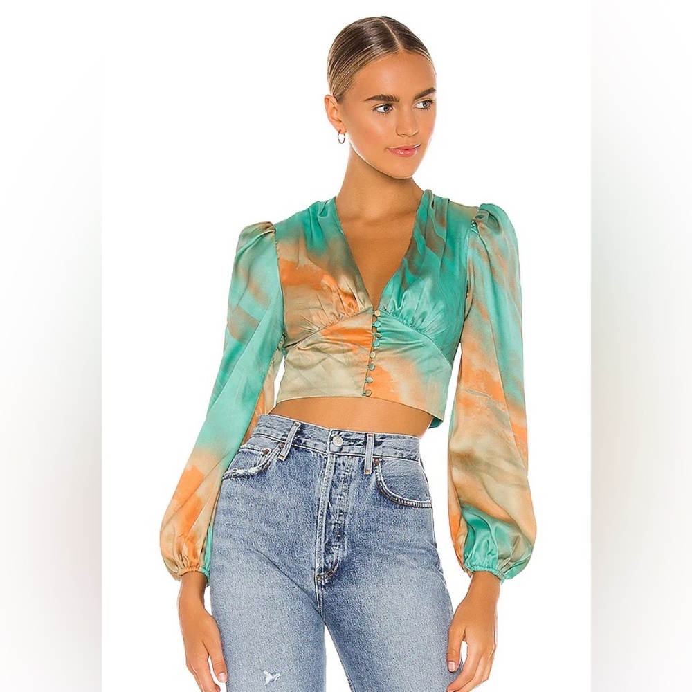 Superdown Teal and Orange Women's Blouse